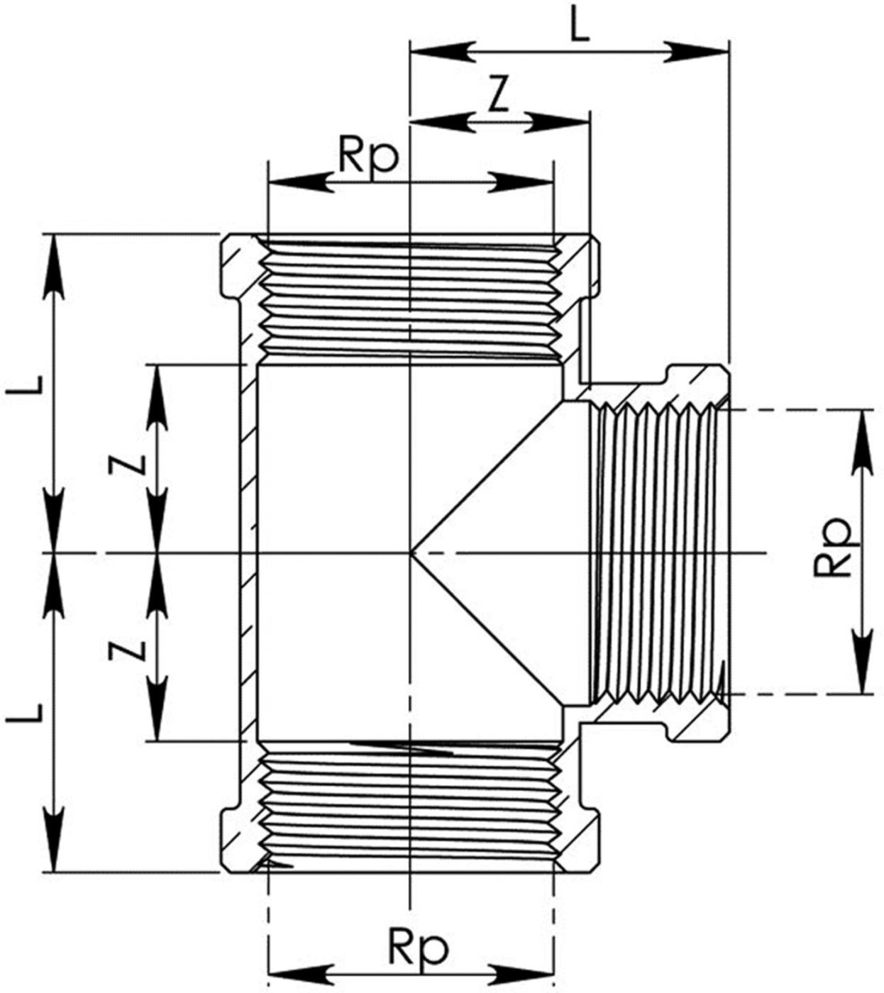 T-Stück egal 8130 11/2" - Rotguss-Gewindefittings