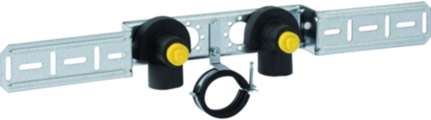 Anschlusswinkel 90° zweifach 153mm 1/2" für WT, abgesetzt, mit AG 632.871.00.2 - Geberit-Push Fit-Formstücke