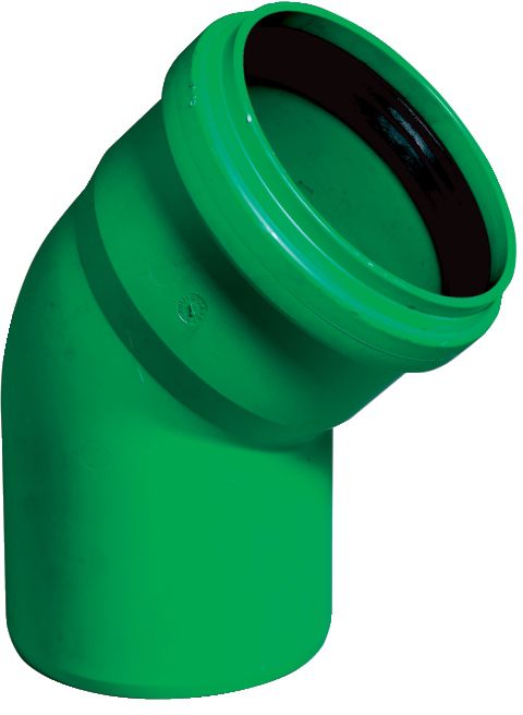 PP KG 2000 Bogen STM mit Dichtung NW: 125mm 45° (Karton à 22 Stk.) - PP KG 2000 Formstücke mit STM