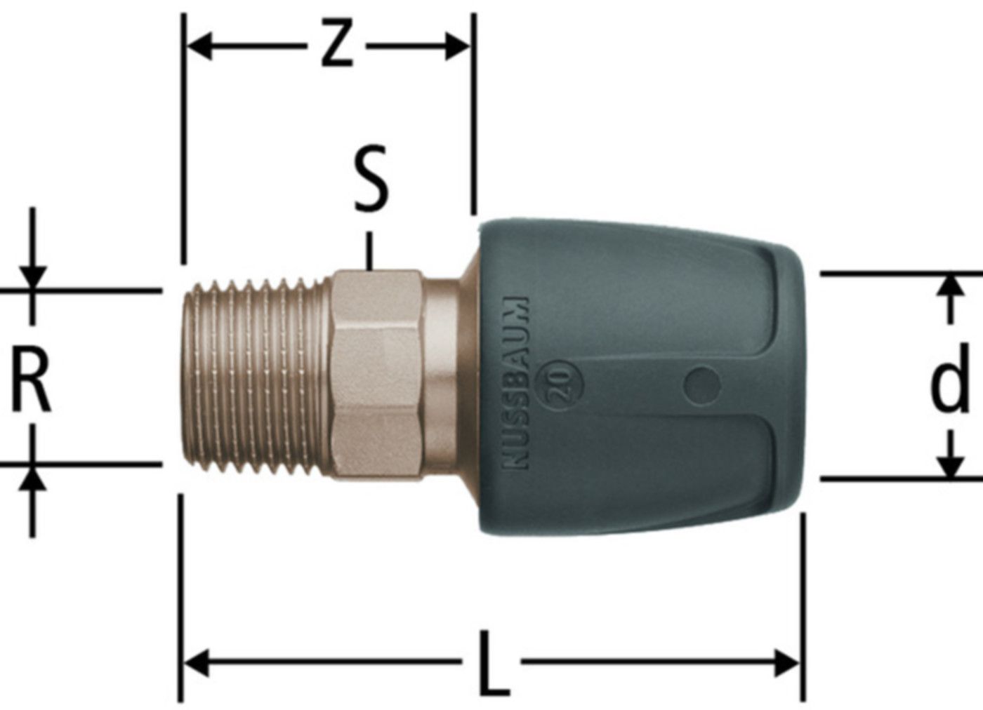 Übergang mit AG 16 x 3/4" 85130.24 - Nussbaum-Optiflex-Profix Formstücke