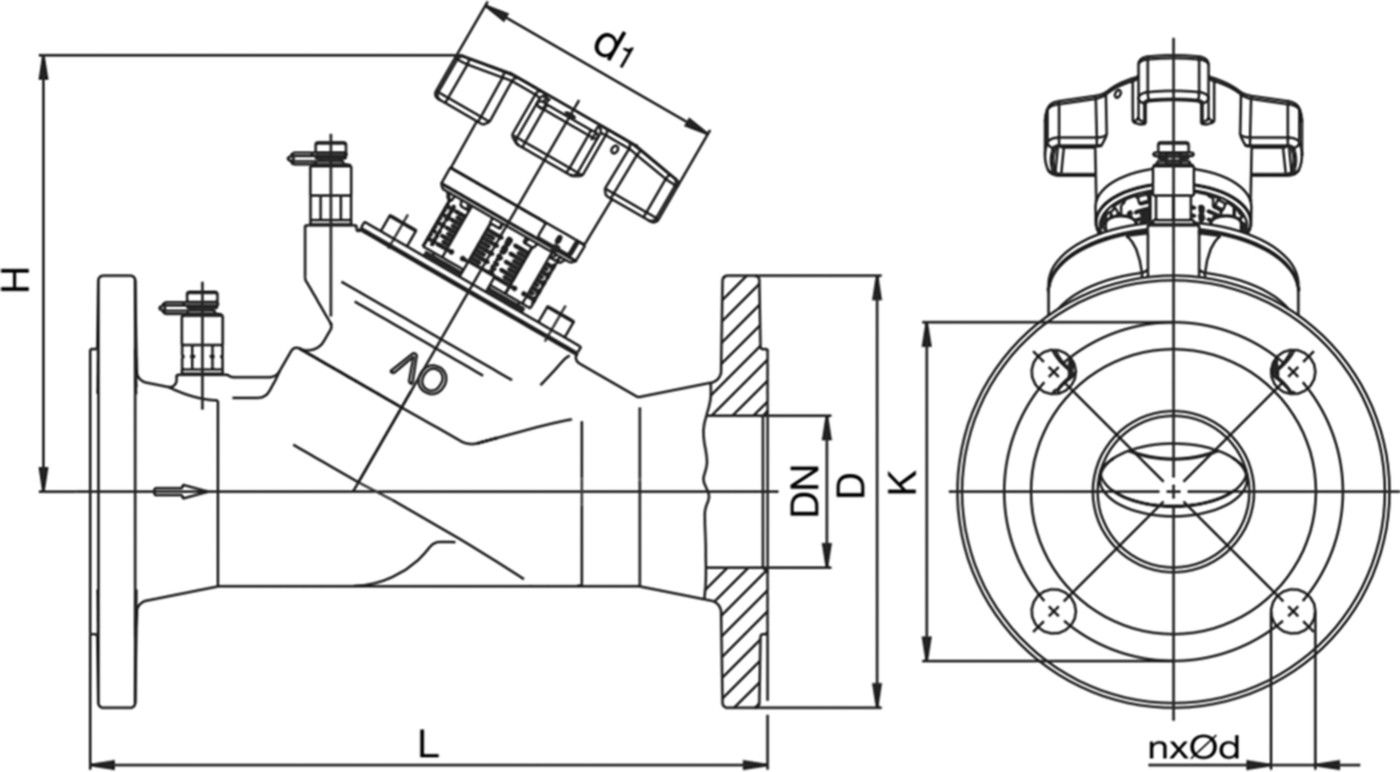 Strangregulierventil Hydrocontrol VFC PN 16 DN 65 L 290 mm GG25 106 26 51 - Oventrop Strangregulierventile