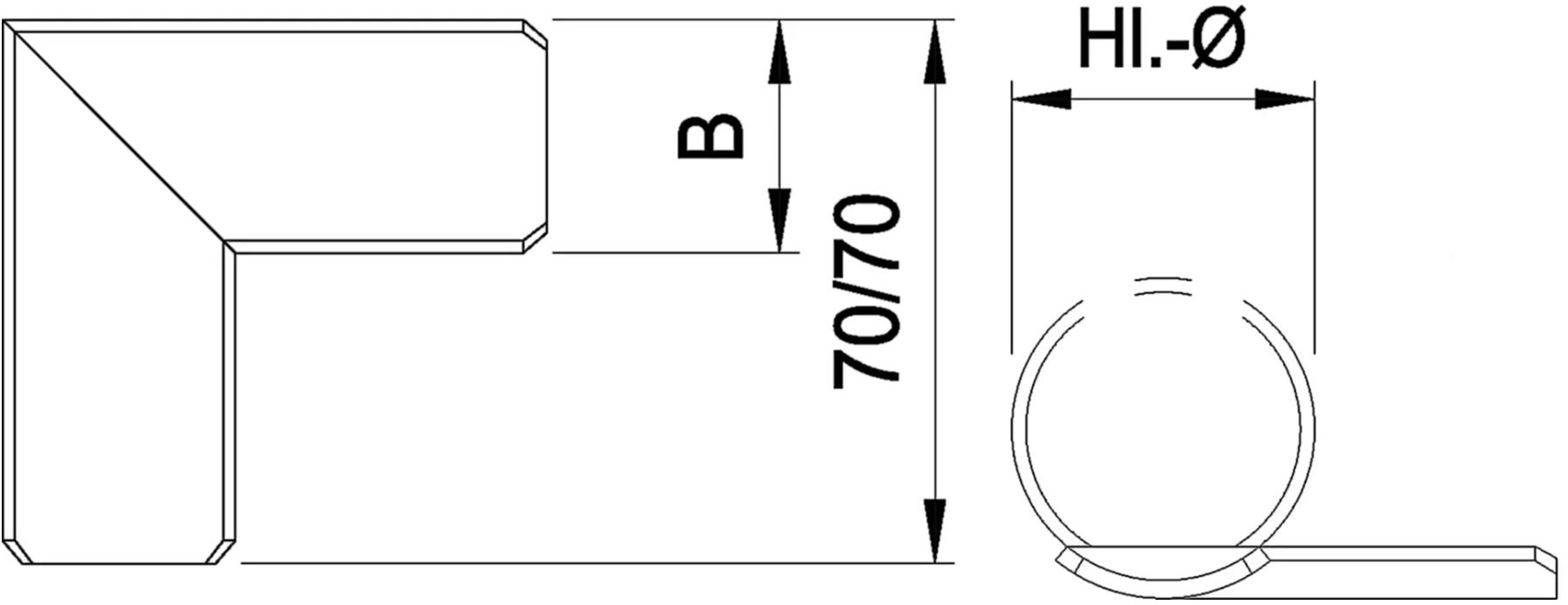 Eck-Auflageblech breite Ausführung HI. 48.3 mm S235JR - INOXTECH-Handlauf-/Geländer-System