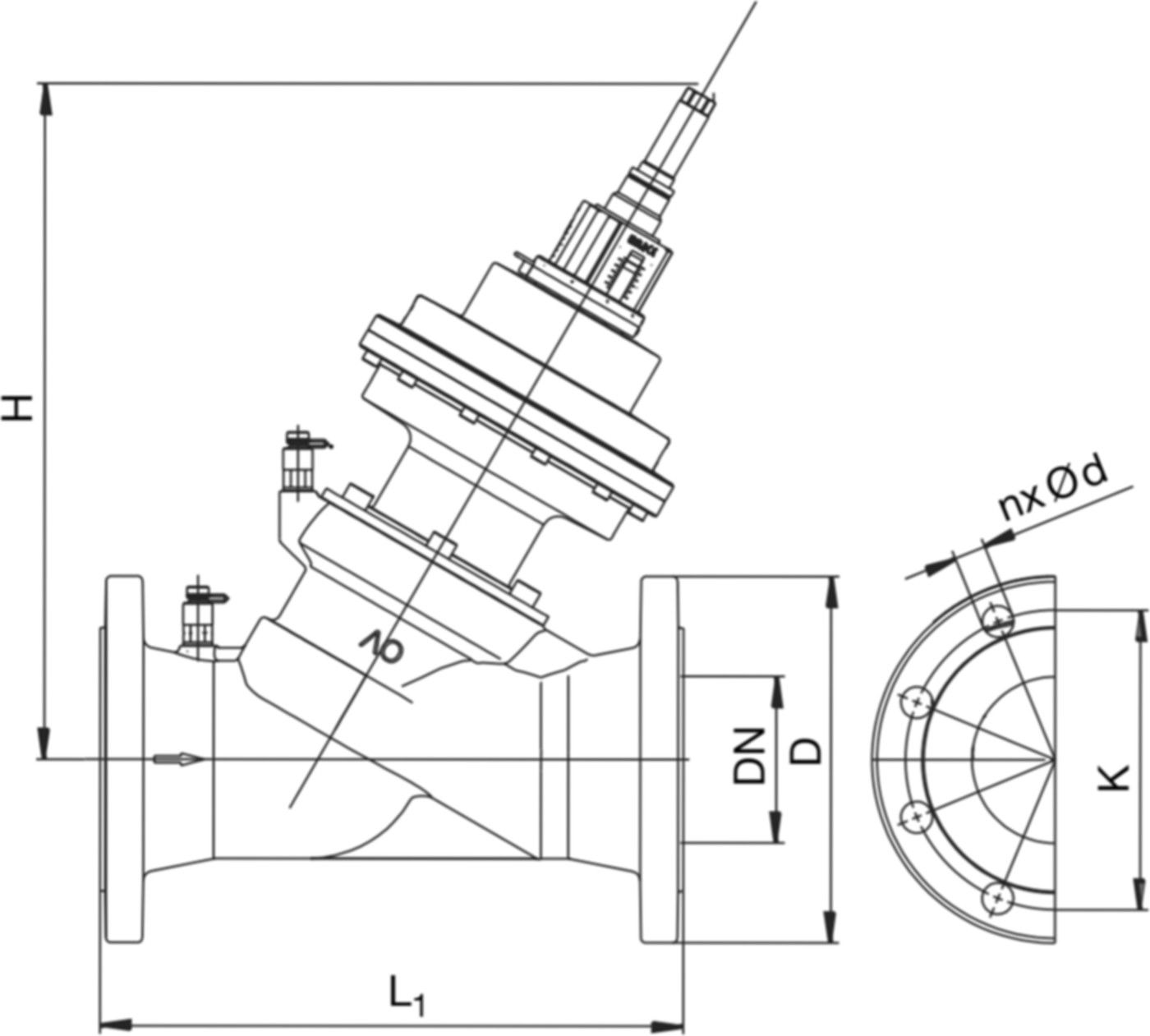 Regulierventil Cocon QFC m/Messventil PN 16 DN 150 36.0-150.0 l/h 114 61 55 - Oventrop Strangregulierventile