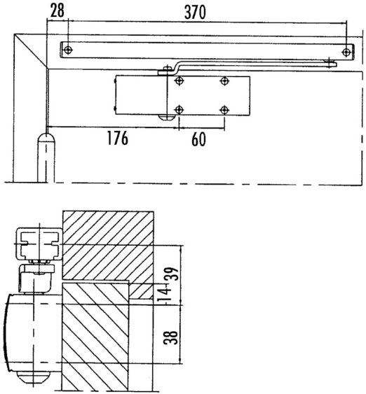 GEZE Türschliesser TS 1500, ohne Gestänge Silberfarbig, FB=1100mm, EN 1-4 - Türöffner, Türschliesser, Türfeststeller