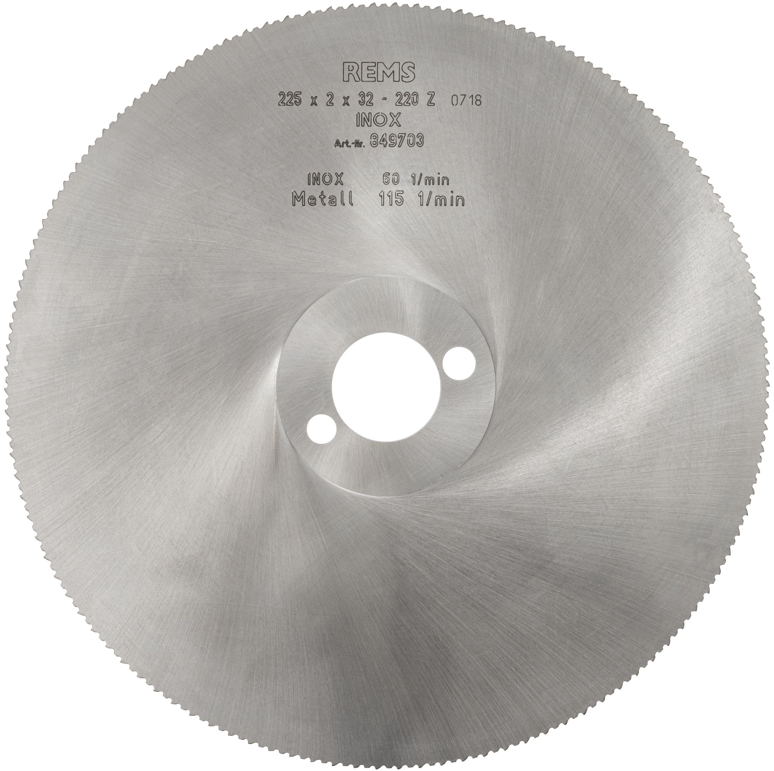 REMS Kreissägeblatt HSS-E, für INOX 849706, Ø 225 x 2 x 32 mm / 220 Z - Sanitärwerkzeuge