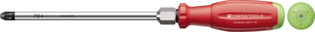 PB Schraubenzieher, SwissGrip Evo, Pozidriv PZ , m PB 38192 , Gr. 4 , L=200mm - Schraubenzieher