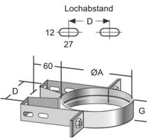 Alkon Verlängerung d 80 mm C:110 mm 6KDWBS80 für Wandbefestigung statisch - Kaminsystem V4A doppelwandig