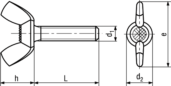 Flügelschrauben gepresst INOX A2 BN2725 M5x35 - Bossard Schrauben