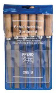 Schlüsselfeilen-Set, mit Holzheft 265 B, L= 100mm, Hieb 2 (Halbschlicht) - Feilen, Bürsten