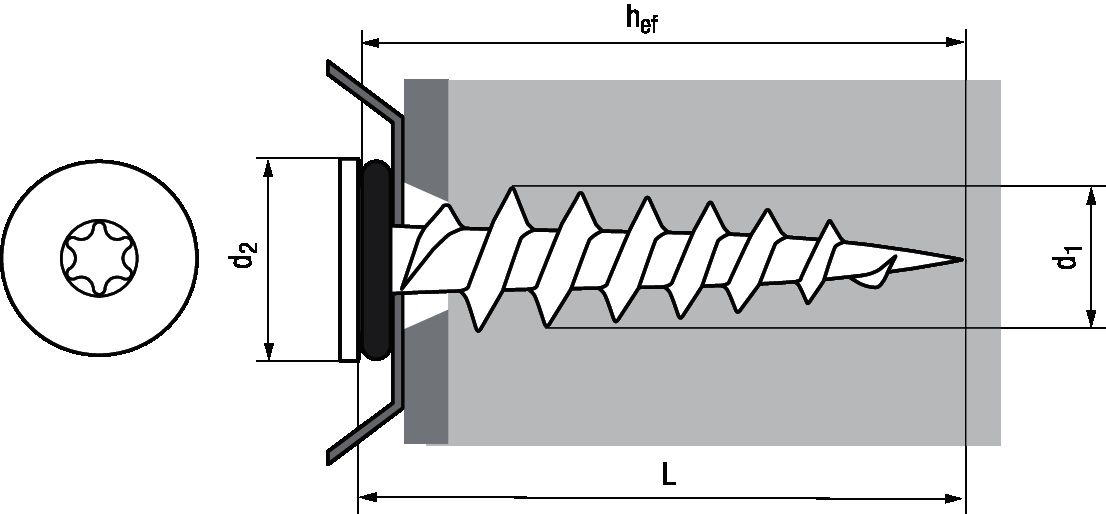 TOX Thermo Kappo Kappleistenschrauben BN51046 , T30 , Ø15X65 / 072100321 Zinkdruckguss - Fassadenschrauben