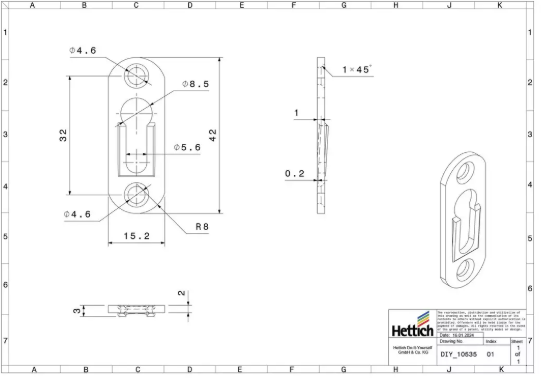Hettich Universalaufhänger verzinkt, 42 x 15mm, à 4 Stk - Diverse Möbelbeschläge und Zubehör