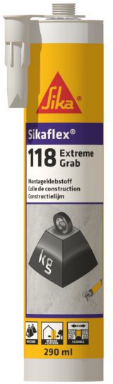 Sikaflex-118 Extr. Grab, Bau und Montageklebstoff Kartusche à 290ml, weiss - Dichten