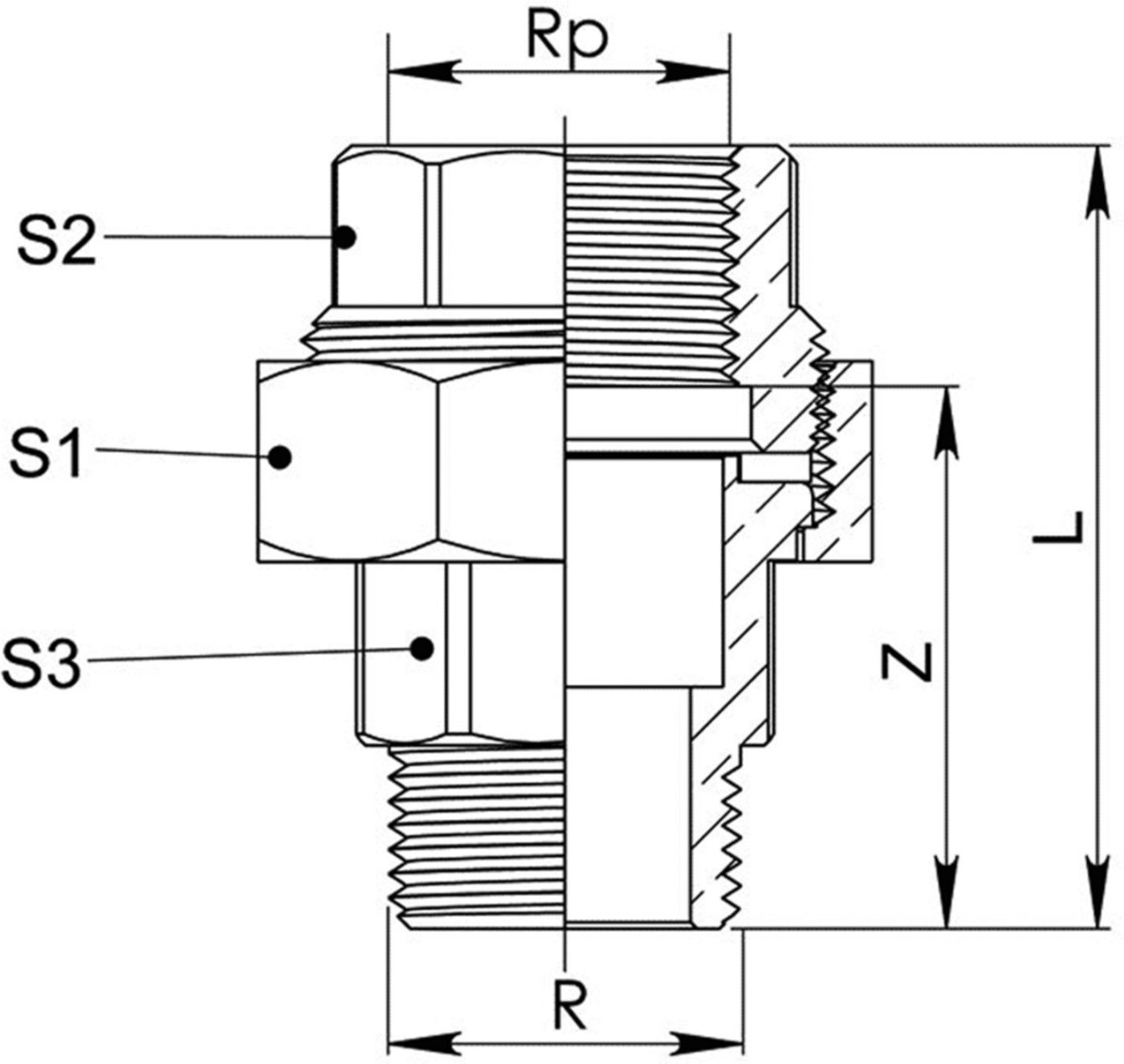Verschraubung 8331 IG/AG 11/2" - Rotguss-Gewindefittings
