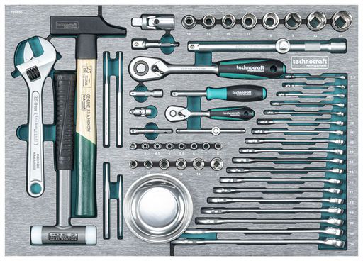 TECHNOCRAFT Werkstattwagen SWISS-TEAM WOOD PRO "282 tlg, . 1/4"" + 1/2"" Profi Schreiner Werkzeug - Schlüsselwerkzeuge