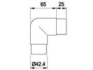 Rohrecke mit seitlichem Anschl. 90° 42.4 mm geschliffen 126566 - INOXTECH-Handlauf-/Geländer-System