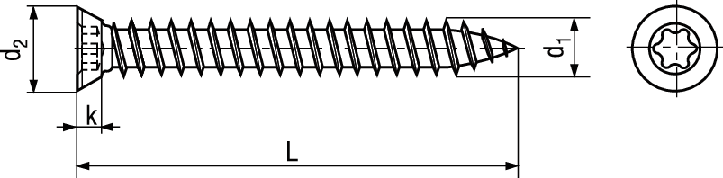 Rahmenschr Flachkopf I-6Rund St vzb BN20925 Ø7,5x60 / TX30 - Bossard Schrauben