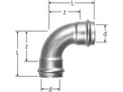 Industry-Bogen 90° 2 Muffen 88.9mm 80300.72 - Optipress-Industry XL-Formstücke