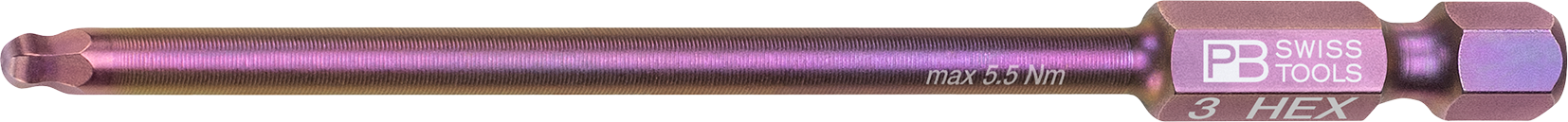 PB Innensechskant-Bit, GR. 3 E 6,3 (1/4"), mit Kugelkopf, Winkel bis 22° - Steck- und Drehmomentschlüssel
