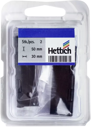 Hettich Scharnier Stahl schwarz, 50 x 30 x 1.2mm, à 2 Stk - Diverse Möbelbeschläge und Zubehör