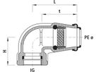 Winkel-Steckfitting 90° mit IG 6410 d 32mm - 1" - Hawle Steckfittinge