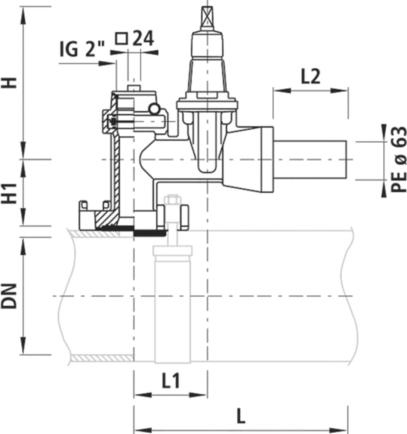 Schieberschelle ROBUSTO DN 50 2731 Doppelbügel DN 100-500 - Hawle Hausanschluss- und Anbohrarmaturen