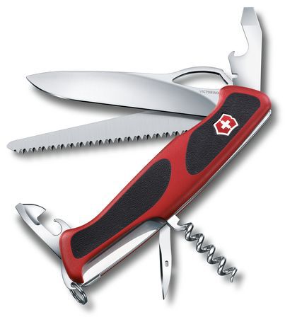 VICTORINOX Taschenmesser RangerGrip 79, rot/schwarz, 0.9563.MC - Heften, Schneiden