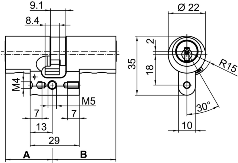 KABA Star Doppelzylinder Typ M1515A 27.5/37.5, mit 5 Schlüsseln - Kaba Star, Lagerprodukt