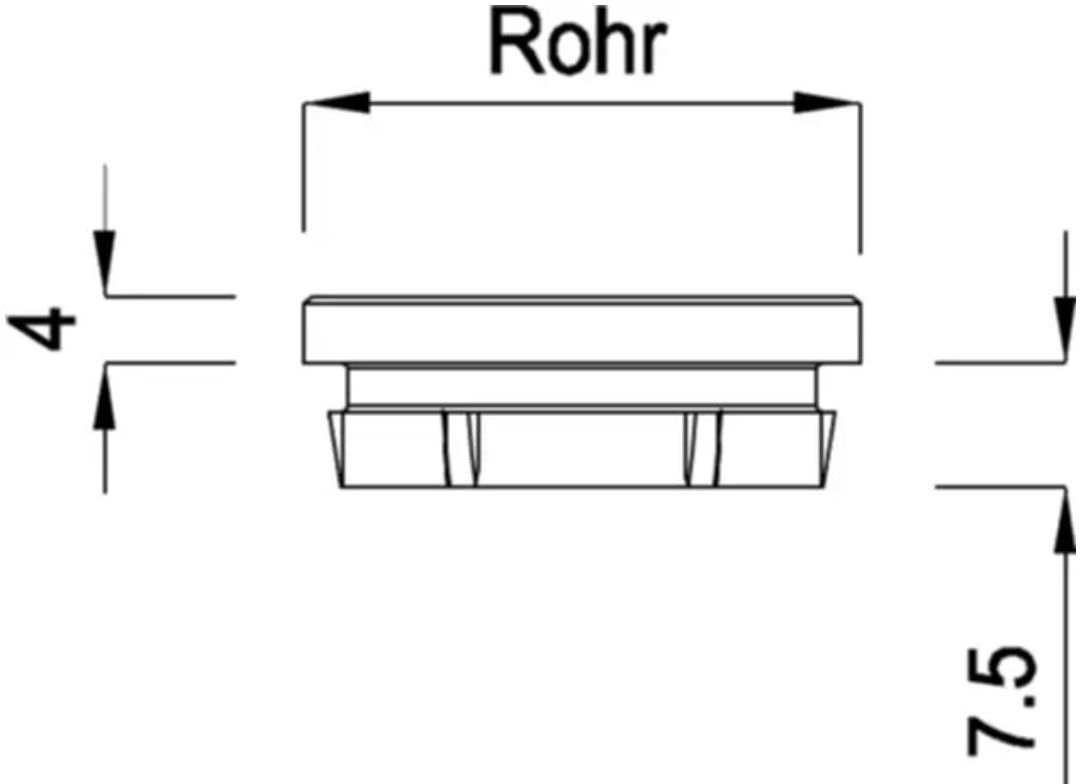Rohrkappe gerade für Rohr DN 42.4 mm mFase,Widerhak 137244 - INOXTECH-Handlauf-/Geländer-System