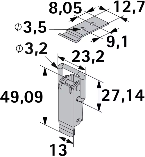 Hettich Kistenverschluss verzinkt, 13 x 49mm - Diverse Möbelbeschläge und Zubehör
