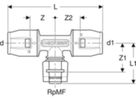 T-Stück 16mm-1/2"-16mm 650.504.00.1 mit MasterFix - Geberit-Push Fit-Formstücke