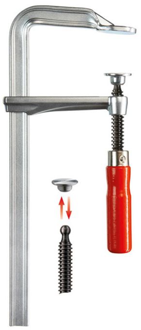 Ganzstahl-Schraubzwinge GZ30 / 300 x 140mm, Holzgriff rot - Spannwerkzeuge