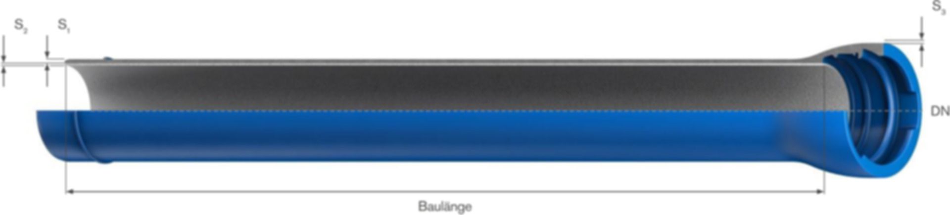 Steckmuffen-Rohr TRM VRS-T PUR LONGLIFE DN 250, Stange à 5m - TRM Swiss Steckmuffenrohre VRS-T