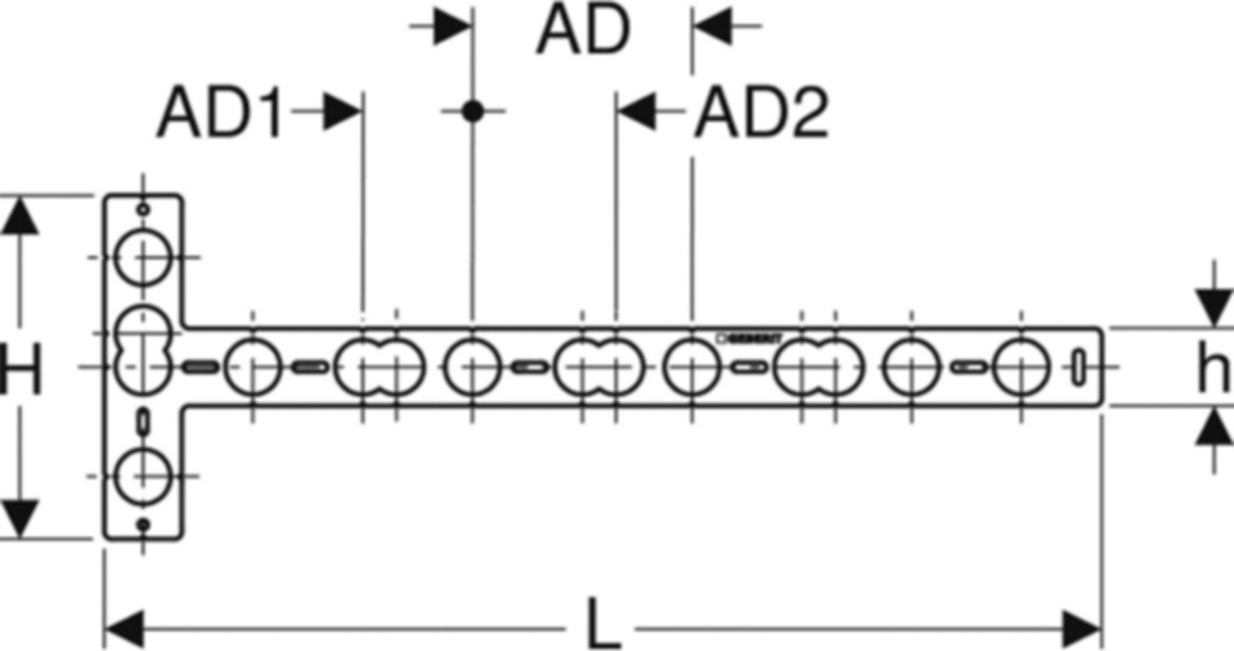 T-Befestigungsschiene 651.705.26.1 für Anschlussdosen - Geberit-Push Fit-Formstücke