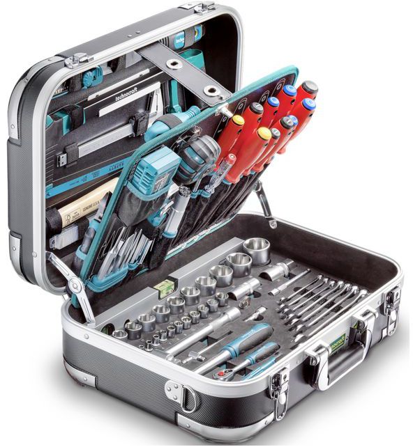 TECHNOCRAFT ABS-Werkzeugkoffer "PRO CHROME 152" 152-tlg., Antrieb 1/4" + 1/2" - Werkzeugkoffer,Sortimentskoffer,Behälter