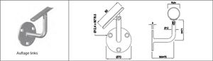 Wandkonsole Auflager beweglich versetzt 33.7 mm links geschliffen 1.4301 - INOXTECH-Handlauf-/Geländer-System