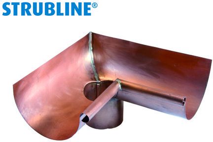 Rinnenwinkel innere 330/100 mm 147 mit Stutzen "Strubline" - Kupfer Spenglereihalbfabrikate
