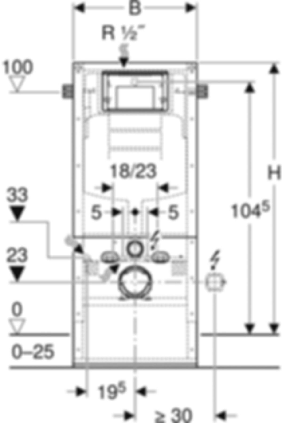 Wand-WC-Element Sigma 440.302.00.2 Typ 112 für Massivbau, Betätigung von vorne - Geberit-Duofix