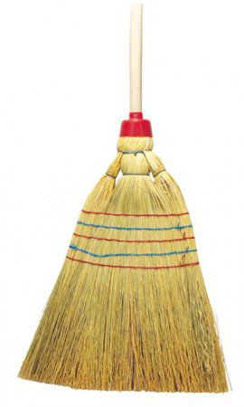 Industrie-Reisbesen, PVC-Kapsel, 5-Band B= 230mm, m. geschliffenem Holzstiel - Reinigung