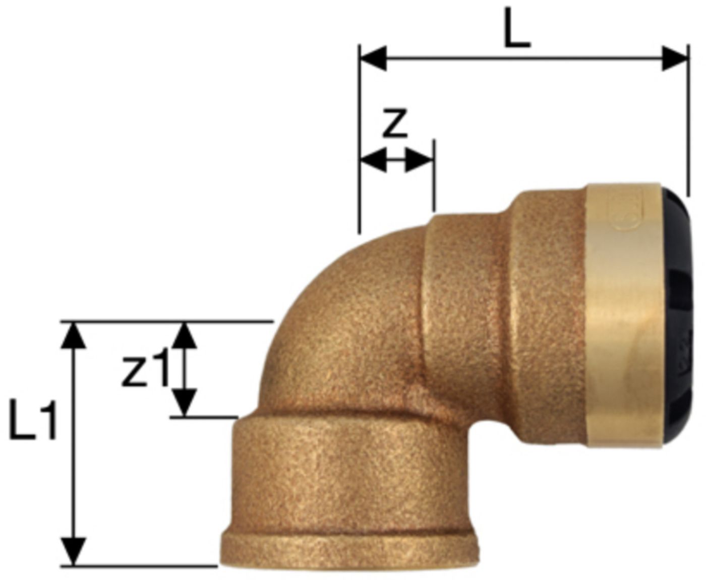 Übergangswinkel 90° mit IG d 15 mm - 1/2" 9807.1507 - SudoFIT-Formstücke