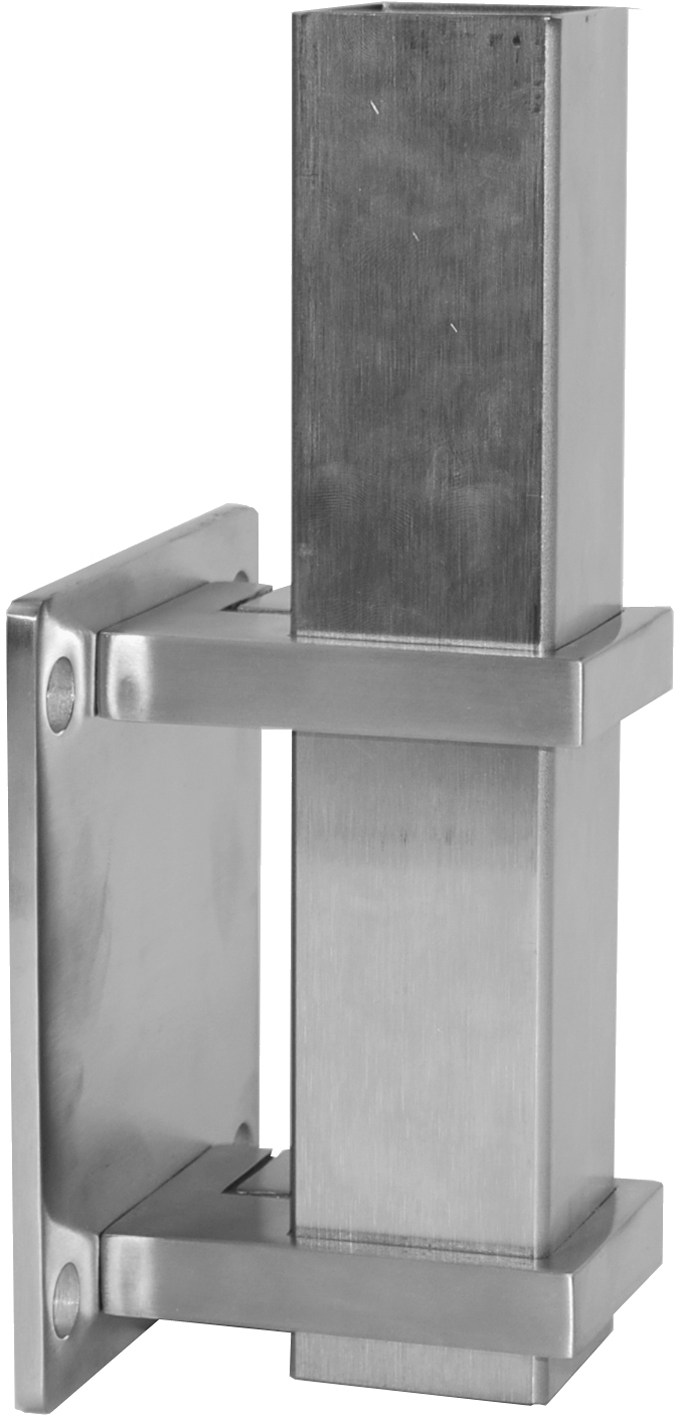 Pfosten-Klemmhalter eckige Form 40x40 mm geschliffen 1.4301 Plattendicke 8 mm - INOXTECH-Handlauf-/Geländer-System
