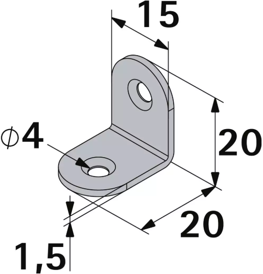 Hettich Stuhlwinkel verzinkt, 15 x 20 x 20mm, Stärke 1.5mm, à 10 Stk - Diverse Möbelbeschläge und Zubehör