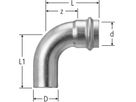 Industry-Bogen 90° 1 Muffen 28mm 80301.25 - Optipress-Industry Formstücke