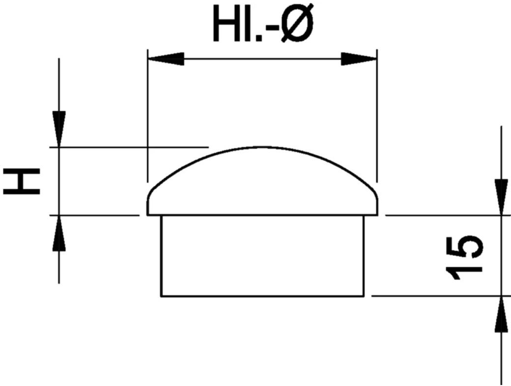 Rohrkappe halbrund 26.9 mm geschliffen 1.4301 - INOXTECH-Handlauf-/Geländer-System