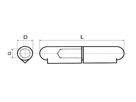 BRINER Anschweissrollen Typ 224, Inox fester Dorn DxL= 10x60mm, blank - Anschweissrollen