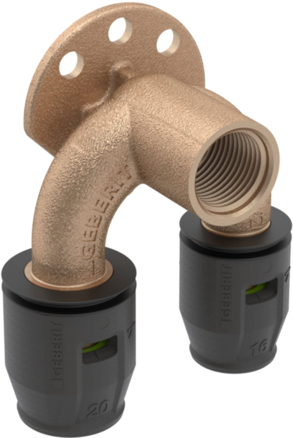 Doppelanschlusswinkel 90° 1/2"-16-16mm 650.274.00.1 - Geberit-Push Fit-Formstücke
