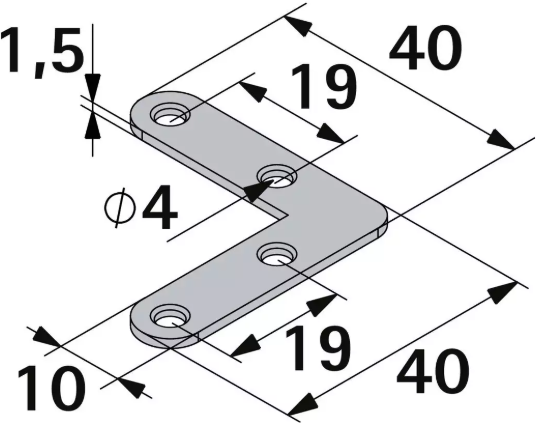 Hettich Verbindungsblech verzinkt, 40 x 40 x 10mm, Stärke 1.5mm - Diverse Möbelbeschläge und Zubehör
