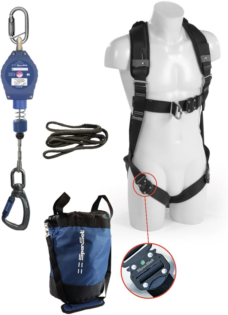 SPANSET Safety-Kit für Arbeiten im Hochbau 3m Typ SK-501 Gep. 2-Punkt-Auffanggurt, Höhensi.ger. - Arbeitsschutz