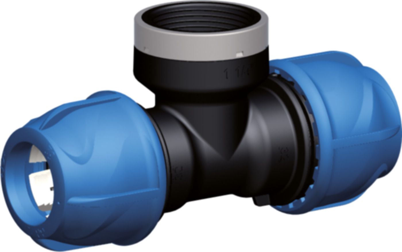 Übergangs-T-90° mit Innengewinde d 63mm - 1 1/4" 158 400 194 - GF iJoint-Klemmverbinder