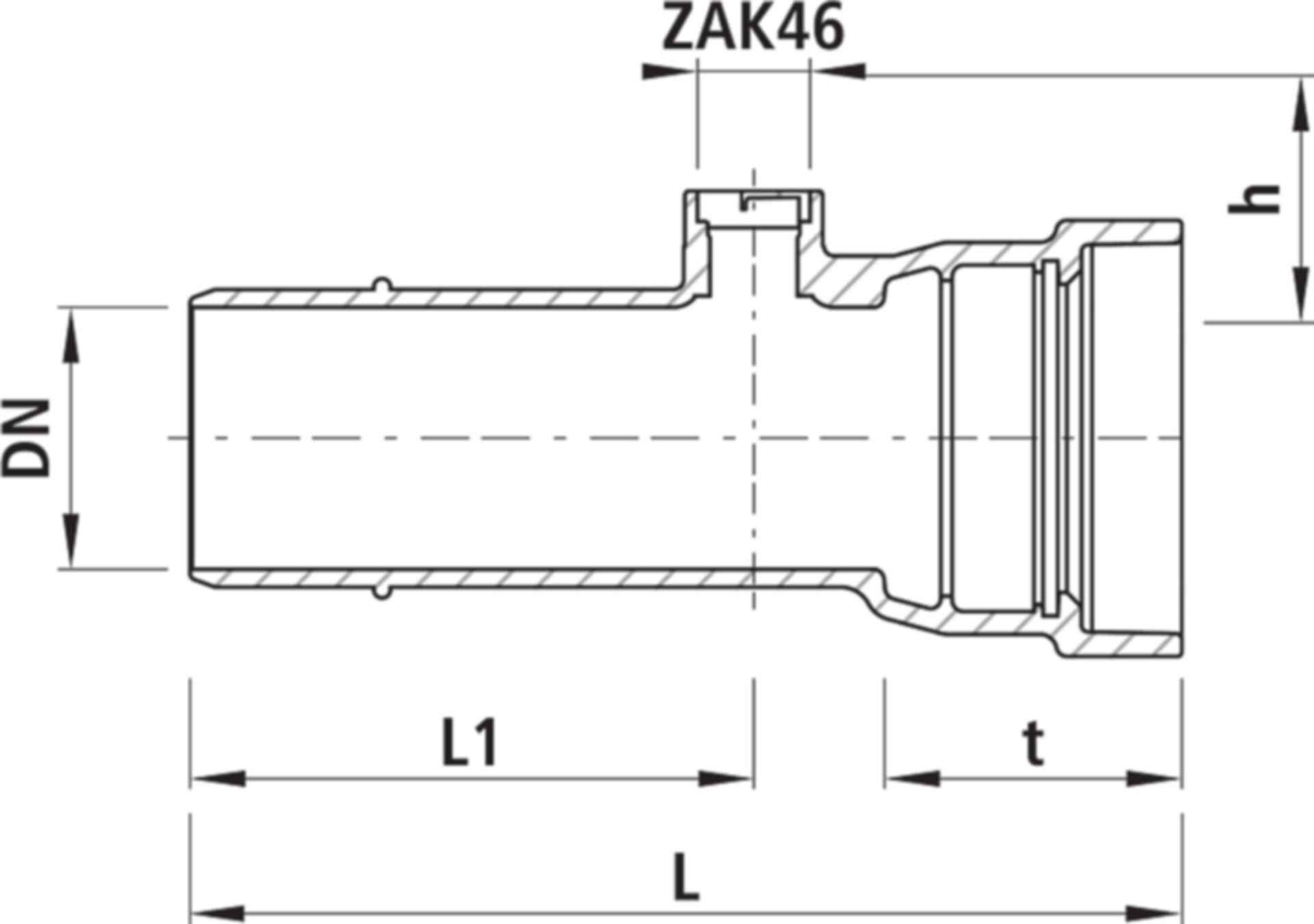 Hausanschluss-Stück BLS mit ZAK-Abgang  5414 DN 125 - Hawle Armaturen