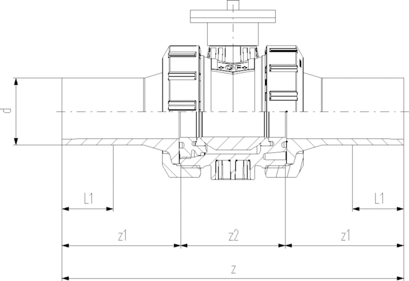 COOL-FIT Kugelhahn Typ 546 fr.Well. 40mm beidseitig Stutzenfitting 138 546 409 - GF COOL-FIT 2.0